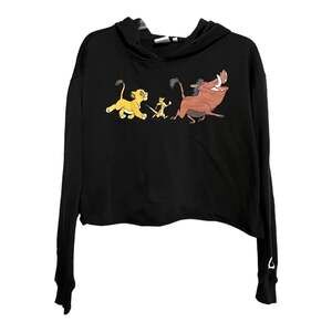 Disney The Lion King Cropped Hoodie Women's Size XL Black